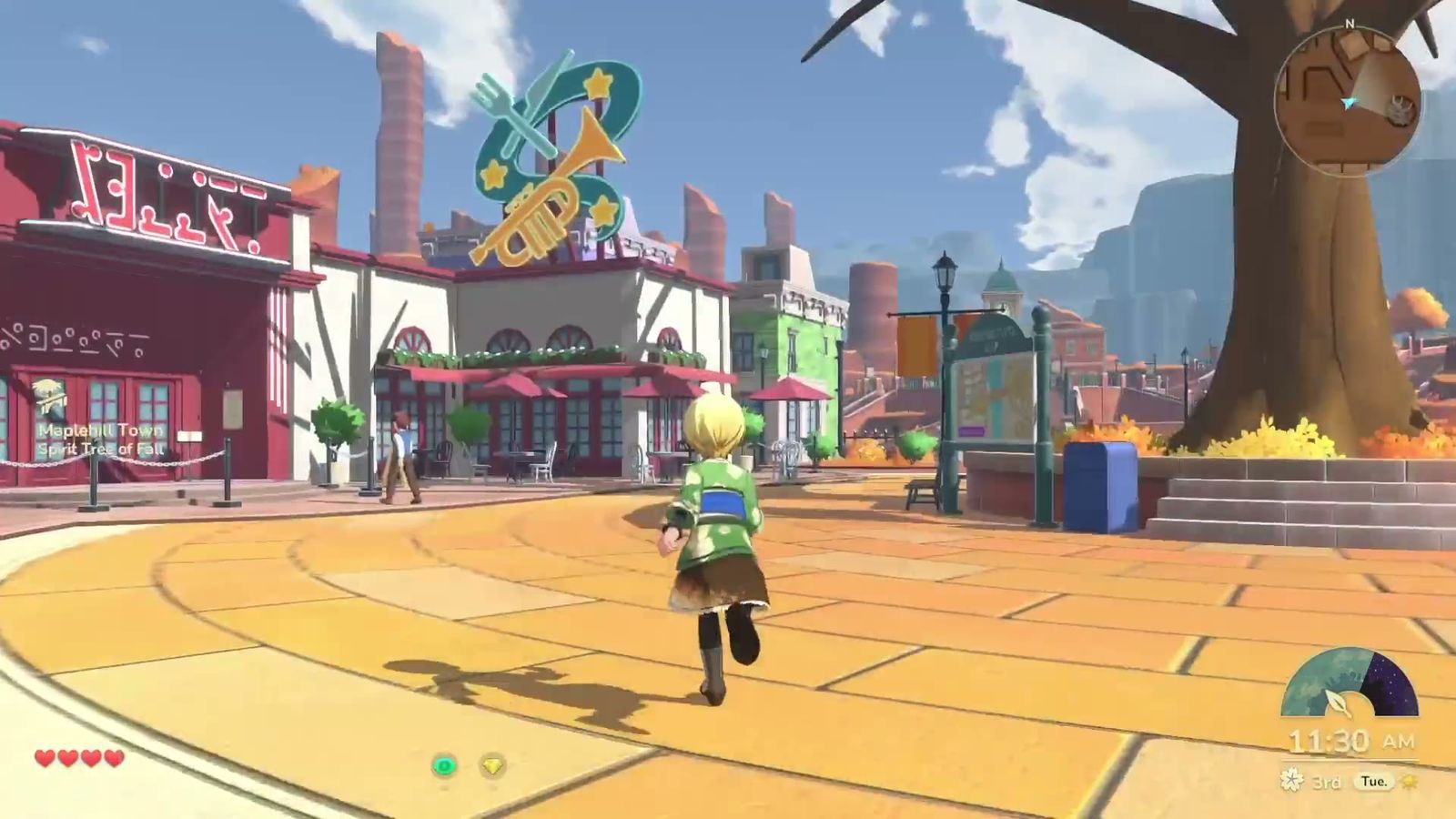 Official Steam store screenshot: a Teradea town square at midday