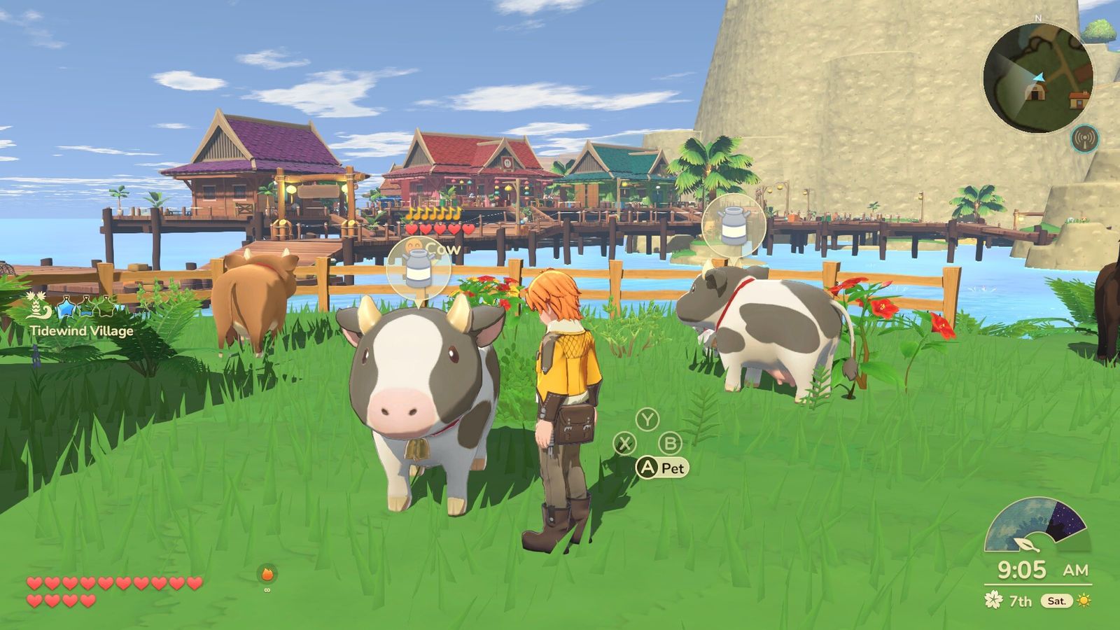 Official Steam store screenshot: two cows grazing on the Teradea farm